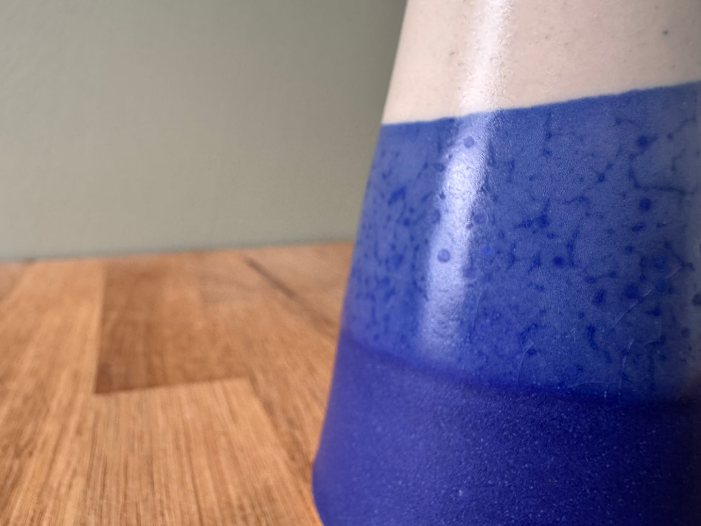 Handmade Bud Vase in a Blue and White Overlapping Glaze