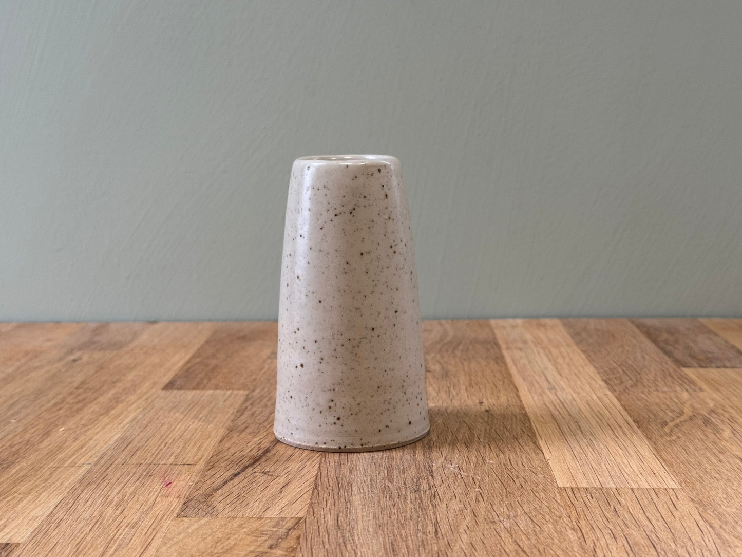 Handmade Bud Vase in a Cream Speckled Finish