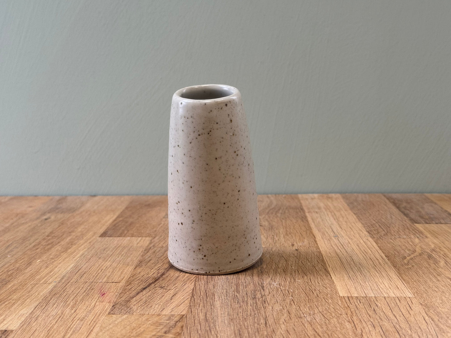 Handmade Bud Vase in a Cream Speckled Finish
