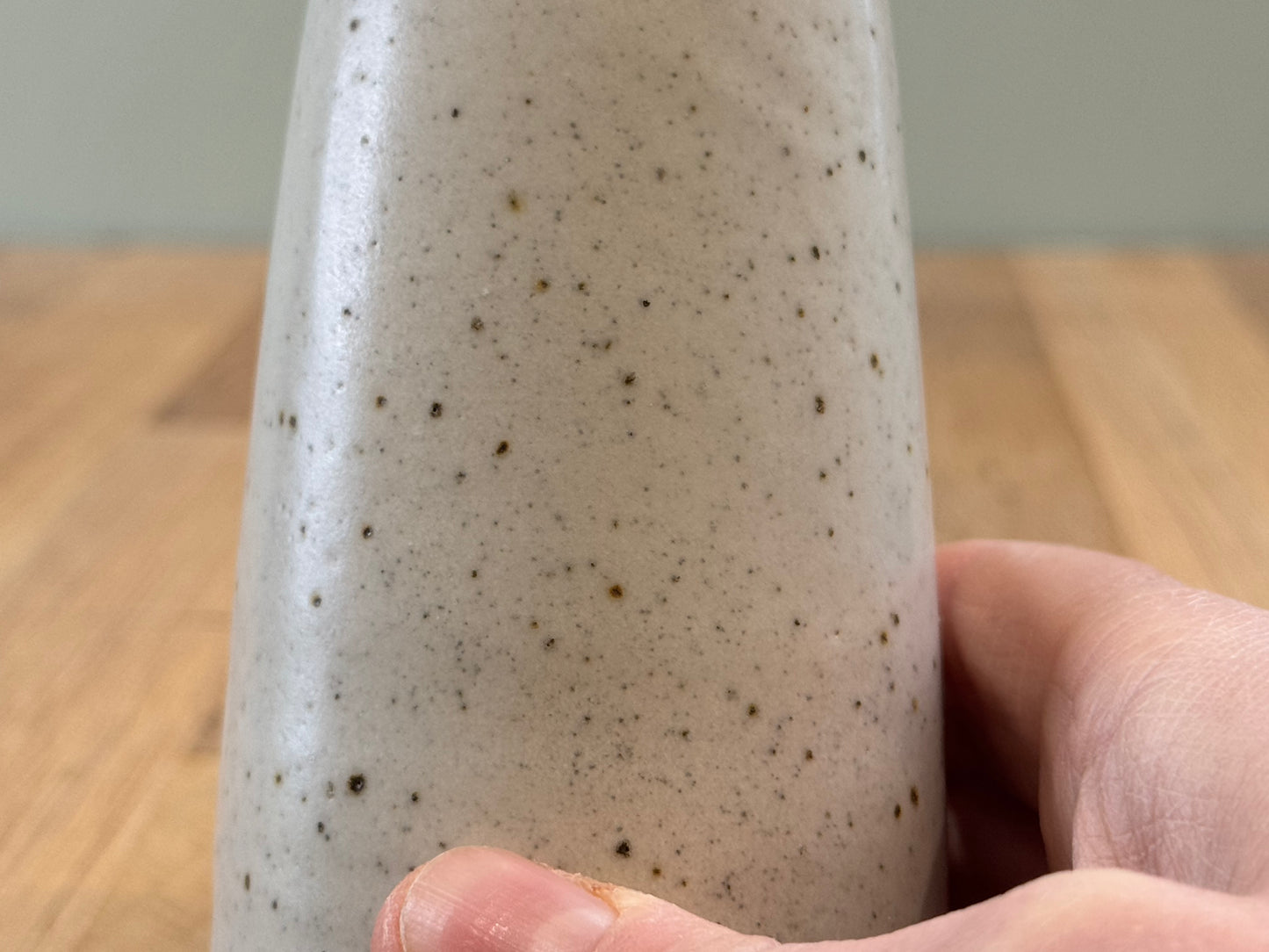 Handmade Bud Vase in a Cream Speckled Finish