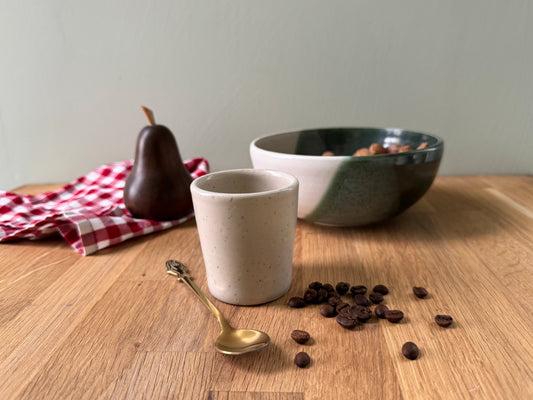 Handmade Espresso Cup in a Cream Speckled Finish