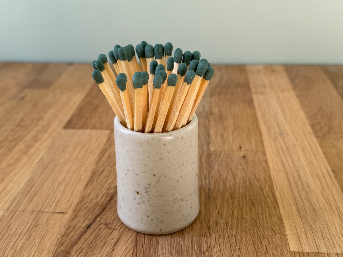 Handmade Match Striker Pot in a Cream Speckled Finish