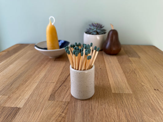 Handmade Match Striker Pot in a Cream Speckled Finish