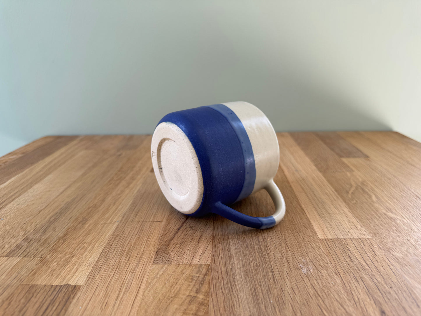Handmade Mug in an Overlapping Blue and White Glaze