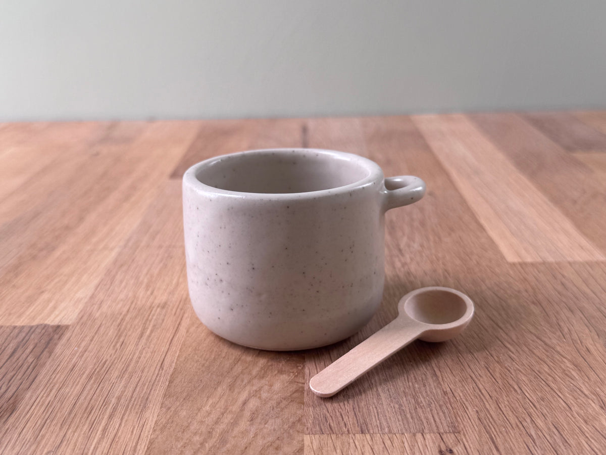 Salt Pot with Spoon in a Cream Glaze