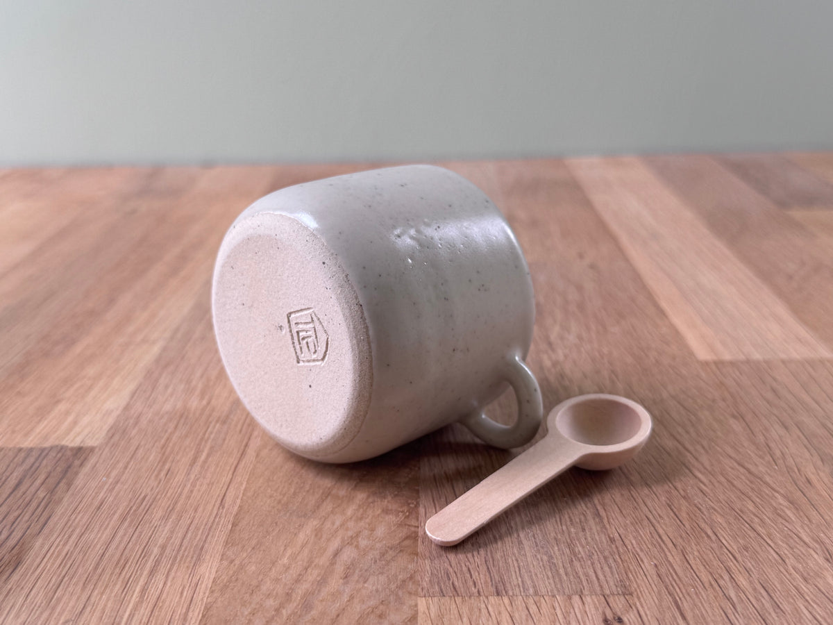 Salt Pot with Spoon in a Cream Glaze